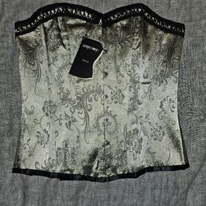 Sage green and black corset